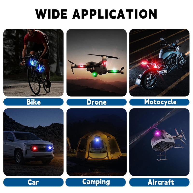 4PCS Wireless LED Strobe Lights with Remote Control,8 Colors Waterproof Anti-Collision USB Charing Led Warning Light, High Brightness Wireless LED Lights for Car Drone Truck Motorcycle Aircraft Bike 4