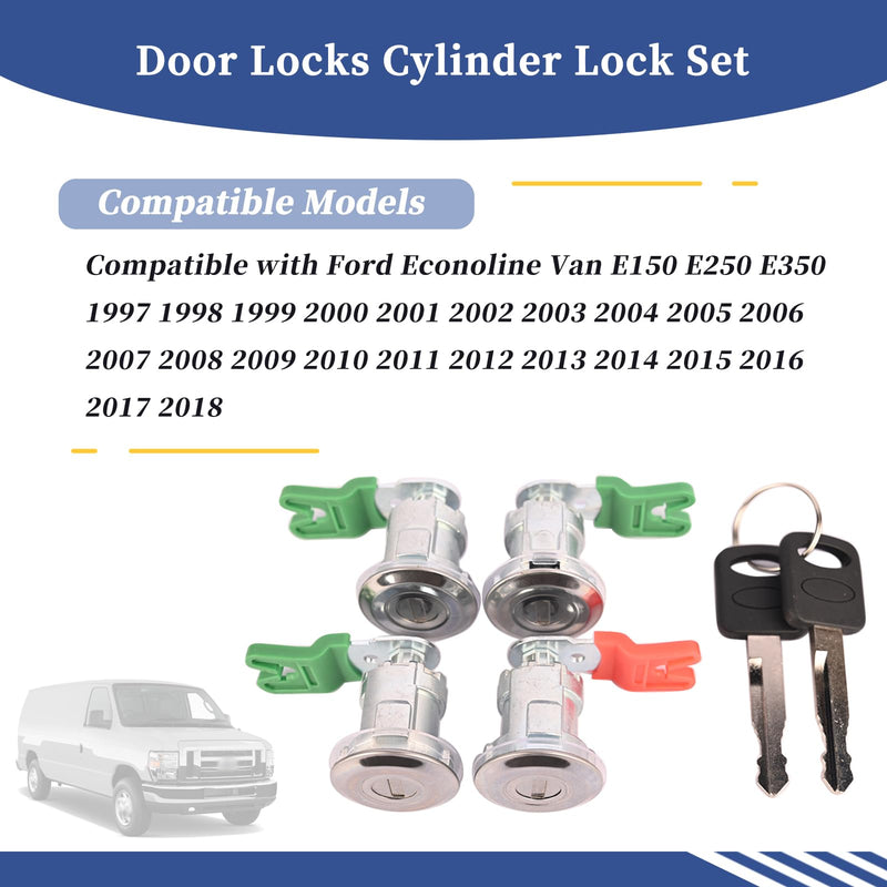 Door Locks Cylinder Lock Set Compatible with Ford Econoline Van/E-150/E-250/ E-350 1997-2018, Replace DL5886 703369 597638