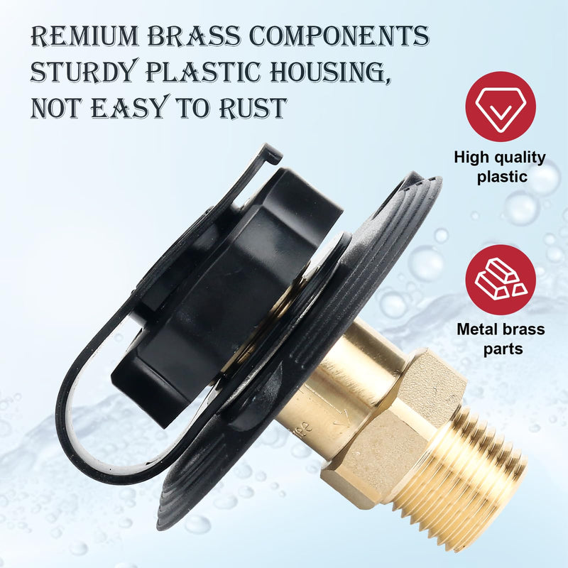 Rv Water Connection Inlet, Water Fill Inlet Flange Brass with Check Valve for RV, Campers vehicles equipped with water Systems Black 1 Pcs