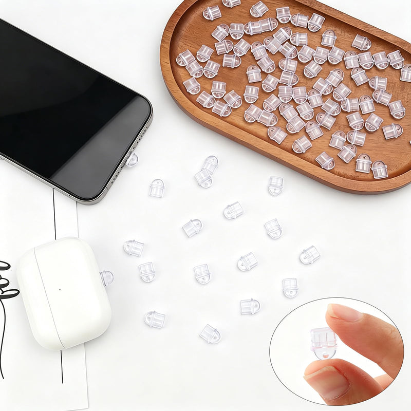 100Pcs White Anti Dust Silicone Type C Charging Port, Clear USB C Dust Plug