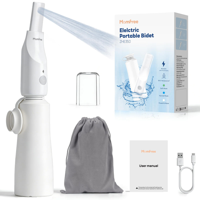 Portable Bidet for Travel - Rechargeable Electric Travel Bidet Peri Bottle with Adaptor & 3 Speed Modes, IPX7 Waterproof Portable Bidet for Women Men Baby Pregnancy Postpartum Personal Hygiene