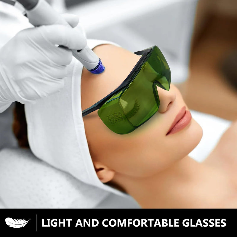 JILERWEAR Professional 190-450&740-1100nm OD6+ Laser Safety Glassess,808nm Infrared Laser Engraving Protective Goggles Green Large