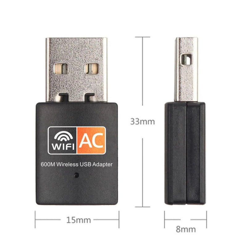 Dual Band 600Mbps Wireless-AC USB Mini Nano WiFi Adapter for PC Desktop, USB 2.0, Dark Gray