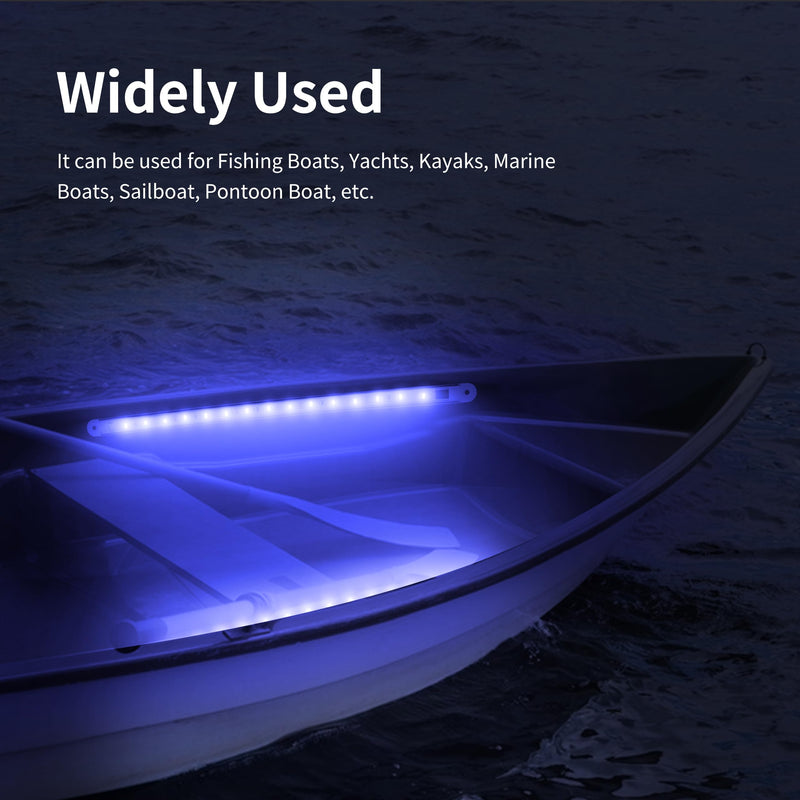 RVZONE LED Boat Interior Lights, Boat Led Strip Lights Marine Waterproof Marine Lighting Strip Night Fishing Lighting for Pontoon, Dinghy, Kayak, Yacht,4 Pcs, Blue Blue/11.8 inch/4 Pcs