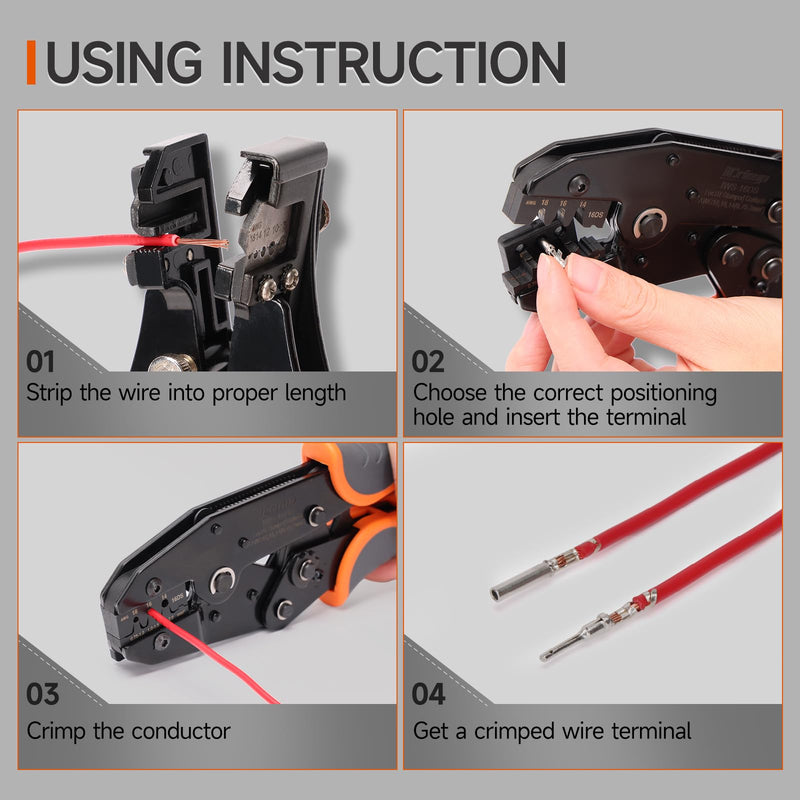 iCrimp Ratchet Crimp Tool for Deutsch DT 16 Stamped Contacts | Fits 14-18 AWG wire, precise positioning, IWS-16DS crimper, open barrel crimp, for automotive wiring repair DT Connector Size 16