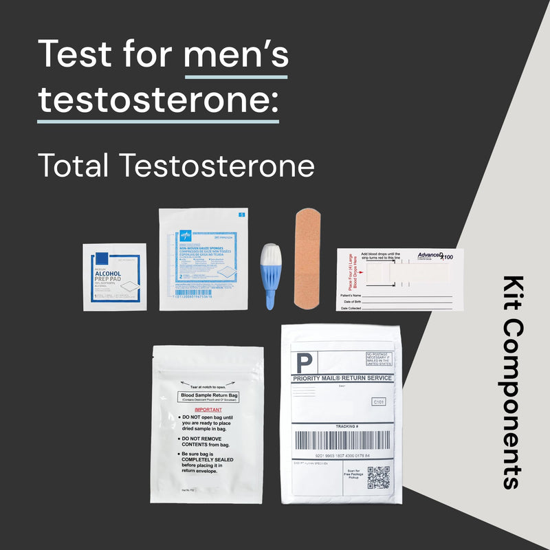 Simple HealthKit At-Home Men’s Total Testosterone Test - Measures Total T Level for Males - Hormone Testing Sample Collection Kit - Fast Lab Results