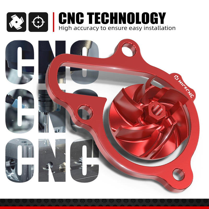 NICECNC Red Oversized Water Pump Impeller Cooler Spacer Kit Compatible with Honda CRF450R CRF450RX CRF450RWE 2021 2022 2023 2024 2025 See Fitment