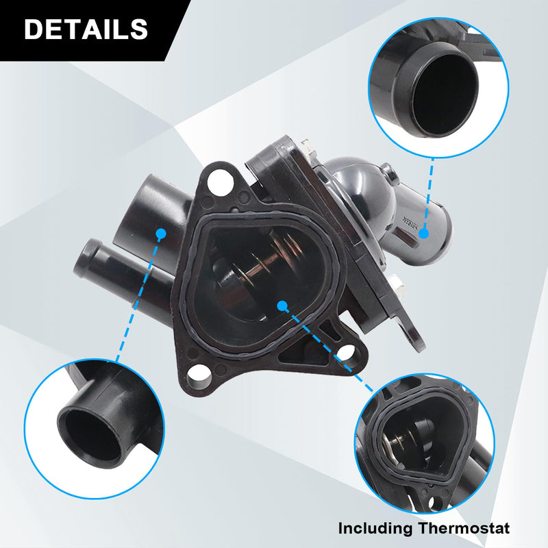 SecosAutoparts Coolant Thermostat Housing, Fit for Honda Civic 2002-2005 2.0L, CR-V 2002-2006 2.4L, Fit for Acura RSX 2002-2006 2.0L l4, Replace# 19320-PNA-003, 19301-PNA-003
