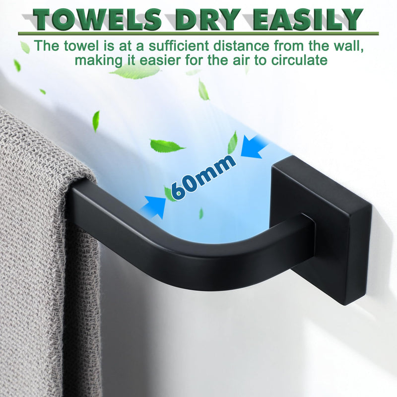 Alise Towel Bar for Bathroom,24'' Towel Holder Black Towel Racks for Bathroom Wall Mount,SUS304 Stainless Steel Towel Rail Towel Hanger for Wall,Matte Black 24 Inch Matte Black