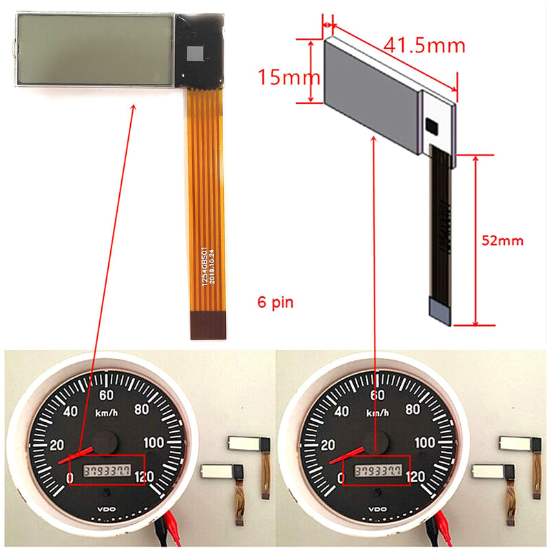New LCD Display Replacement for VDO Gauge Tachometer Truck Tractor Penta Boat