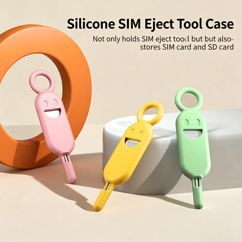 Multicolor Silicone Key Chain, SIM Eject Opening Pin Protective Case for SIM TF Memory Cards Yellow