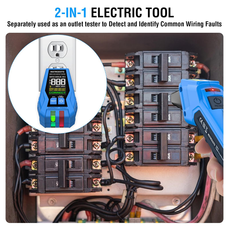 Circuit Breaker Finder, Digital Breaker Finder with GFCI Outlet Tester, AC 90-135V Electrical Circuit Tracer with Buzzer Alarm & Color LCD Display, Includes Batteries & Carrying Case Circuit Breaker Finder