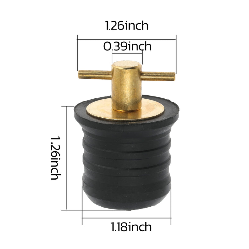 4 Boat Drain Plugs with T Handle and Twist Plug Function (Brass, 1.25 Inch) Brass
