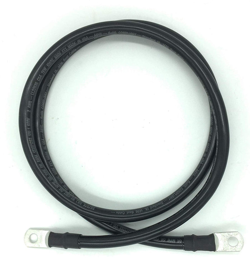 End Game 2 AWG Gauge Marine Grade Battery Cables, Made in USA, Fully Assembled with Heavy Duty Tinned Lugs, 1ft-15ft Lengths Available (Red/Black Set, 1ft - 3/8” Lugs)