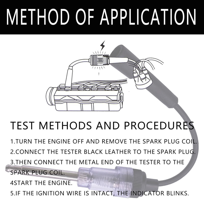 Inline Spark Plug Tester, Straight Boot Engine Ignition Tester, Ignition Coil Tester for Small Engines; Diagnostic Detector Tool for Automotive, Car, Lawnmower, Small & Big Internal/External Engines