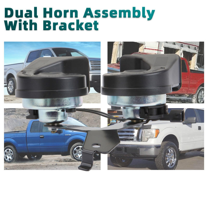 MITZONE Horn Assembly with Bracket Compatible with 2009-2014 Ford F-150 Replace 9L3Z-13832-A 2009-2014 Ford F-150 (Black)