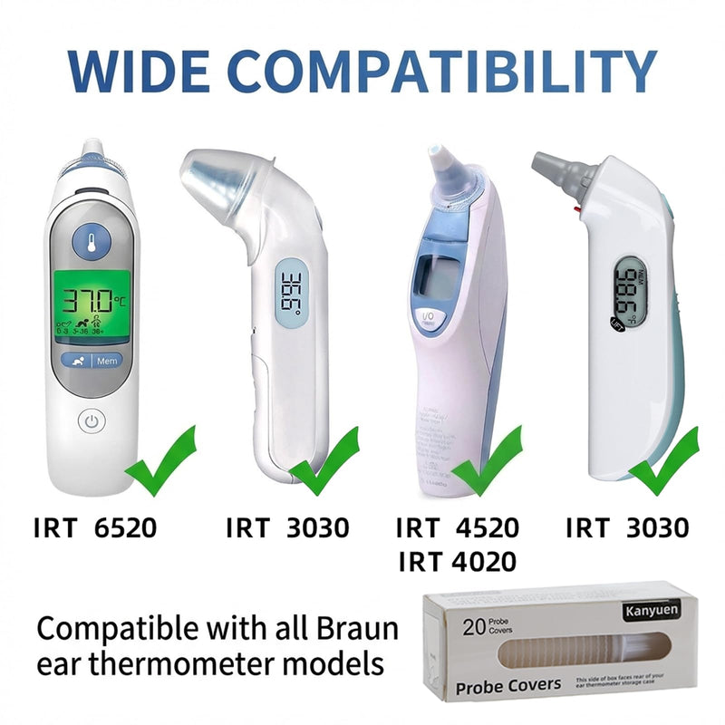 200X Ear Thermometer Probe Covers, Disposable Lens Filters for Braun Thermoscan Themometer, BPA-Free, Refill Covers for Accurate Digital Temperature Readings 200