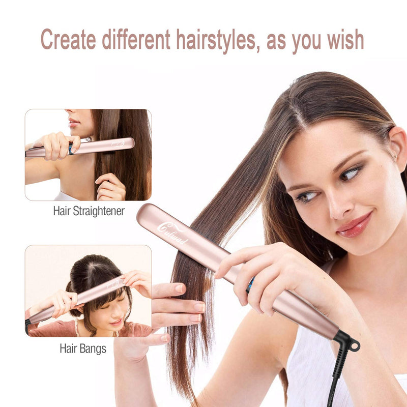 Hair Straightener, Professional Ceramic Flat Iron for Hair and LCD Digital Display with Adjustable Temp (160℃-230℃) Straightner Iron, Dual Voltage Gold