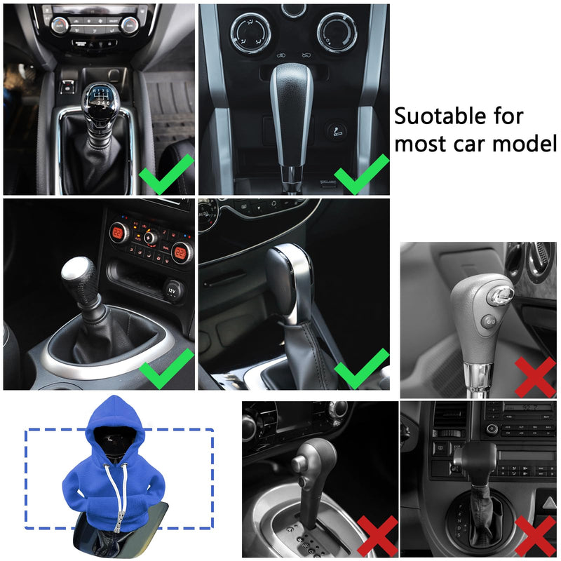 vvag Gear Shift Hoodie,Universal Shift Knob Hoodie, 4.7 Inch Car Shifter Stick Protector Decoration, Funny Hoodie Car Gear Shift Cover, Auto Interior Accessories Shifter Hoodie (Blue) Blue