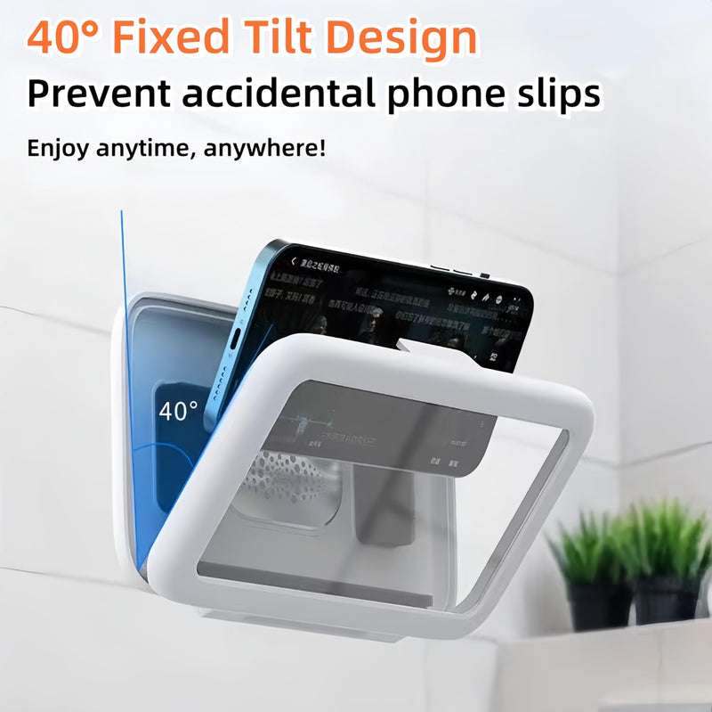 Shower Phone Holder 480 Rotation Phone Stand Case Mount for Bathroom Waterproof Bathtub Kitchen Wall Mirror Compatible with iPhone Samsung All 4.5-7 Inch Smartphones. T-NN (White) White