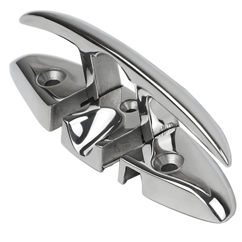 Folding Boat Cleats 5" 6" 316 Stainless Steel Flip up Dock Cleats Marine Grade Rope Cleat for Deck, Yacht with Fasteners 5" 1 Pack