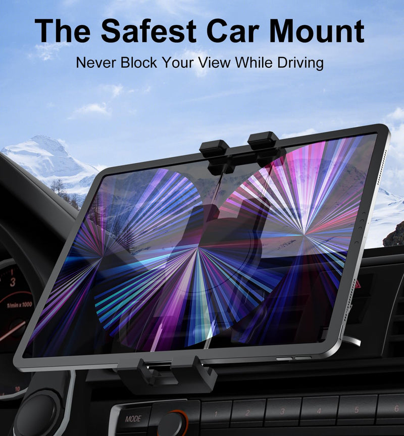 Tablet Mount for Car Vent, [Military-Grade Hook Clip] Air Vent Tablet Holder, 360° Rotatable Hands Free A/C Hook Clamp for 4-11" Tablet iPad Pro Air Mini, Galaxy Tabs Z Fold, Surface, Fire, Phone