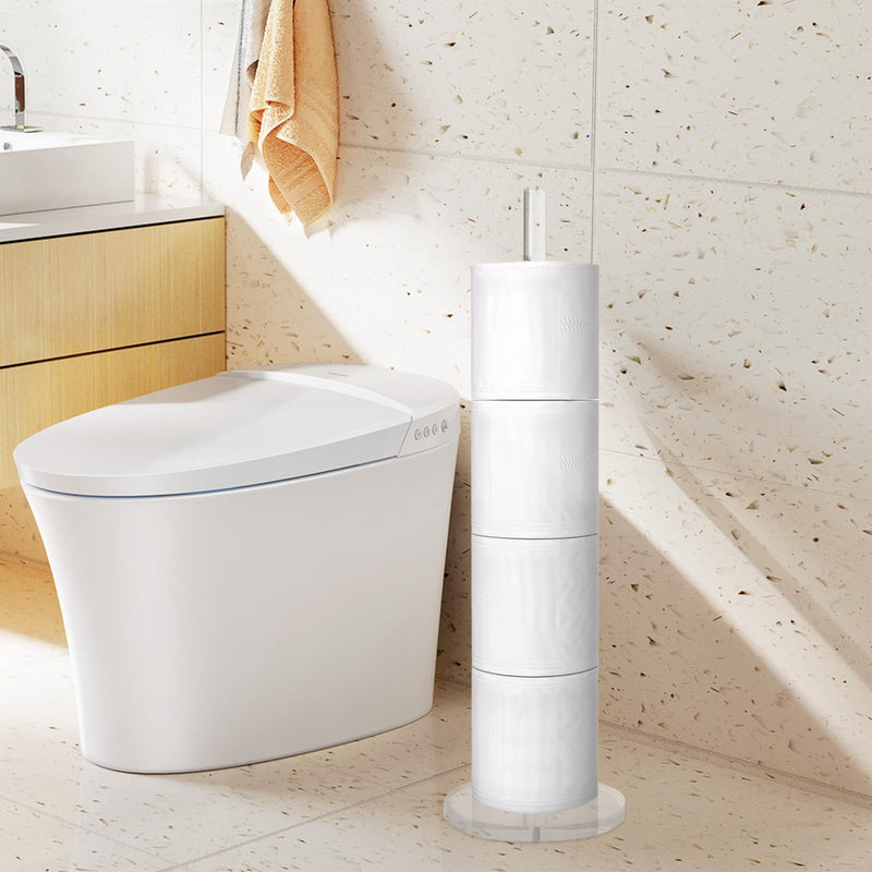 Acrylic Freestanding Toilet Paper Roll Holder for Bathroom Storage