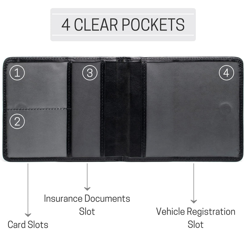 CANOPUS Car Registration and Insurance Holder, PU Leather Card Holder, Vehicle Glove Box Organizer for Auto, SUV, Truck and Motorcycle, Black