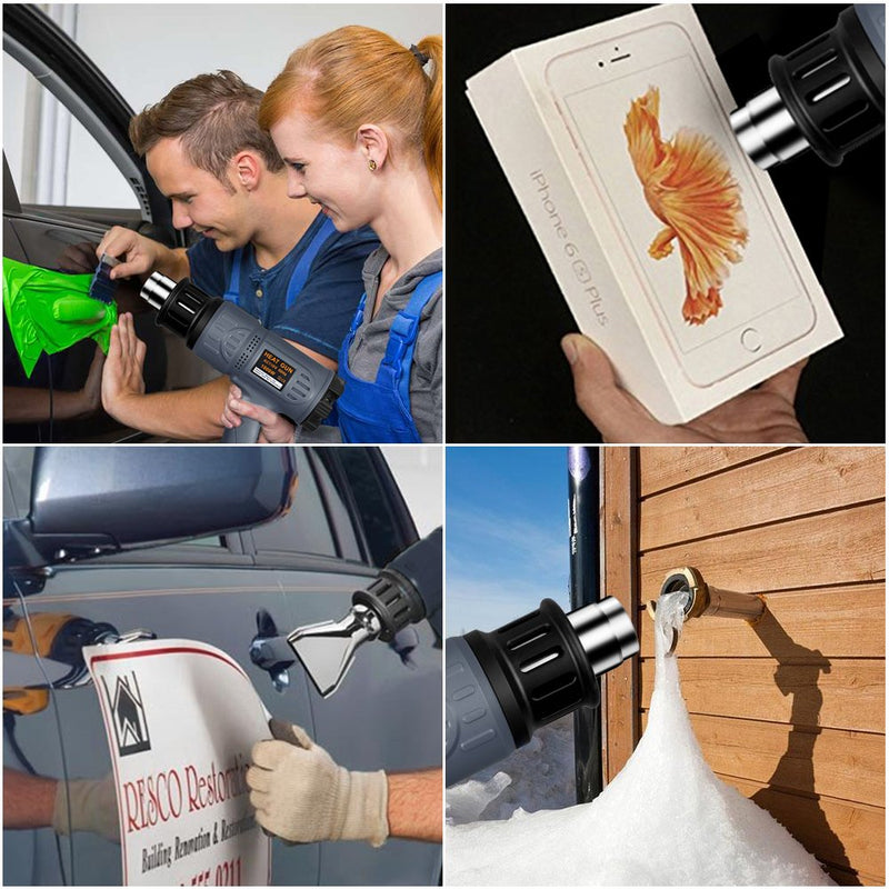 SEEKONE Industrial Heat Gun 1800W 122℉-1202℉(50℃-650℃) Variable Temperature Control with 2 Temp-settings, Overheat Protection, 4 Nozzle Attachments for Shrinking PVC, Bending Pipe, Removing Paint