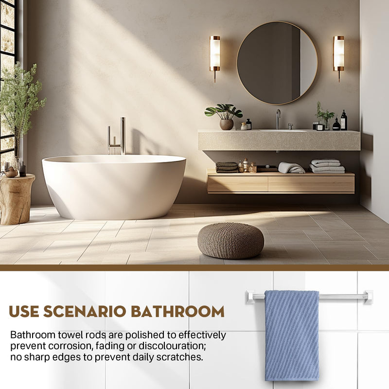 IWIWE 24 Inch Clear Square Towel Bar Replacement Rod for Ceramic Holder - Spring Loaded Adjustable Plastic Towel Rod for Bathroom and Kitchen Porcelain Holders (Reliable Plastic)