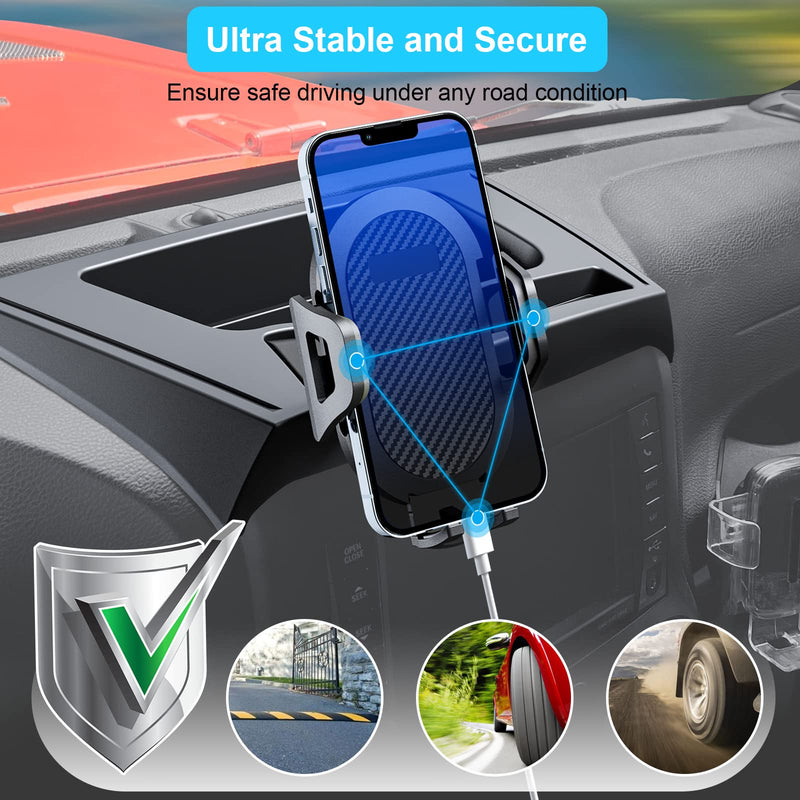 Upgraded Phone Mount for Jeep Wrangler JK JKU 2018 2017 2016 2015 2014 2013 2012 2011, Dash Multi-Mount Phone Holder Kit w/Storage Tray Interior Accessories 2011-2018 JK/JKU(Balck)
