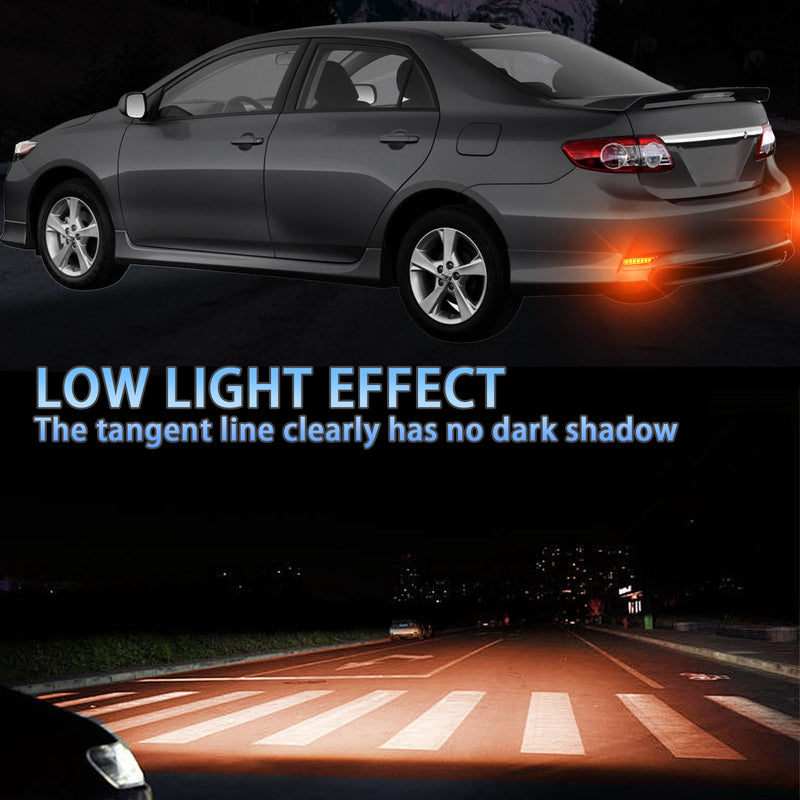 Upgrade LED Rear Bumper Reflectors Light Fog Brake Tail Lamps Compatible with Toyota Corolla 2011 2012 2013 Replace OEM Stock Reflector Sequential Turn Signal Light (RED) RED