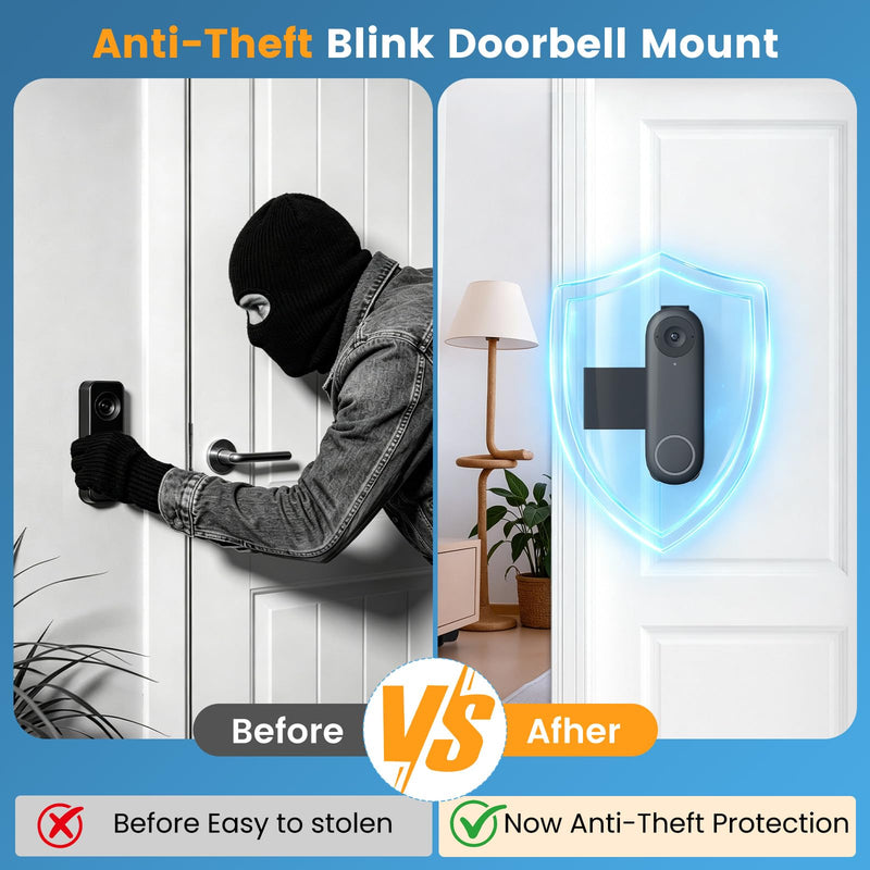 Anti-Theft Video Doorbell Mount Compatible with Reolink/Orbitell Doorbell | No-Drill Adjustable Door Mount Bracket, No Block Motion Sensor Doorbell Holder for Apartment Home Office Rentals