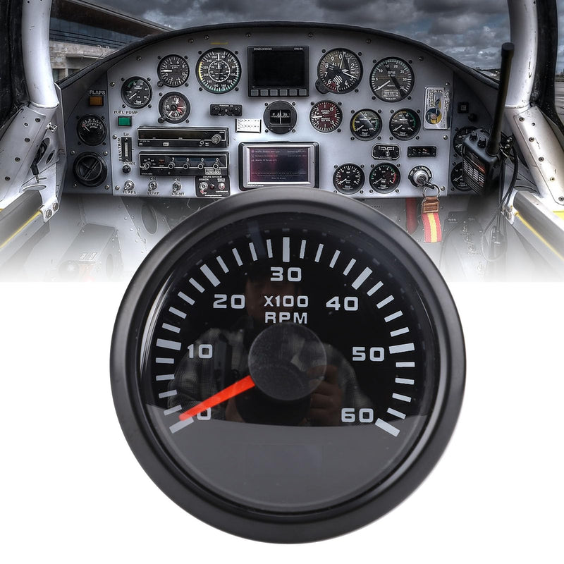 52mm 2inch Car 6000RPM Tachometer Gauge with Hour Meter 7 Color Backlight RPM Meter Kit for Truck Tractor Car RV Boat (Black Dial Black Cover CX6227B) Black Dial Black Cover CX6227B