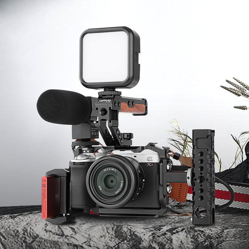 LEFTFOTO Camera Cage for Sony A7C II / A7CR,Camera Protection Frame Rig with Arca Base, Compatibility with a7cii a7cr for DJI RS2/RSC 2/RS3/RS3 Pro Stabilizer- for Vlog Video Shooting