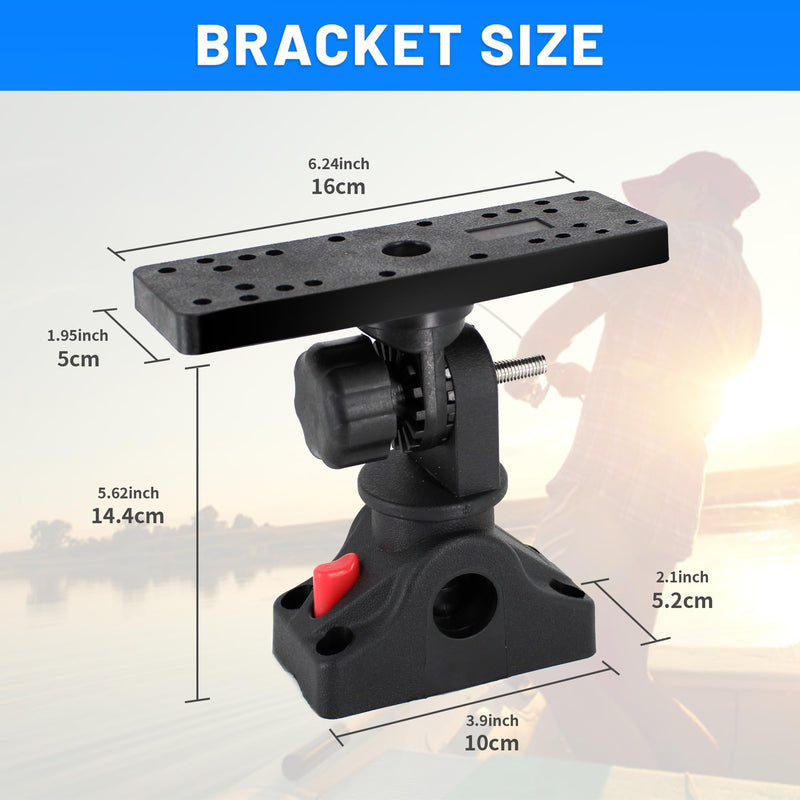 Fish Finder Mounts for Boat, 360° Adjustable Fish Finder Mounting Brackets, Depth Finders Mount, Universal Marine Electronics Mounting Plate for Boat, Canoe, Kayak with Mount Bracket