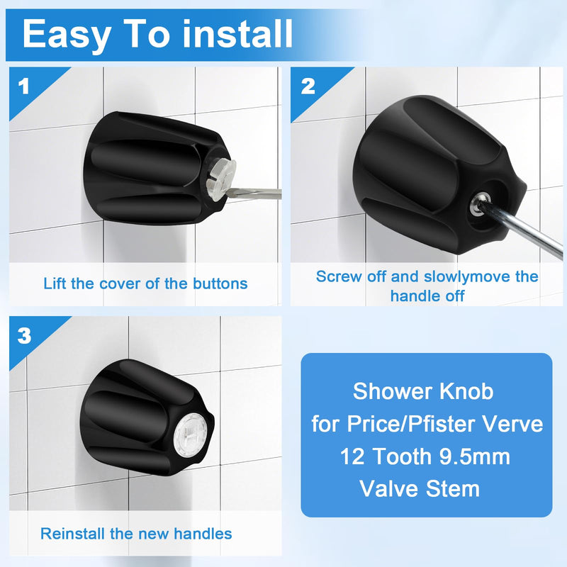 Tub Shower Trim Kit, Matte Black Shower Knob and Bath Tub Spout, for Price/Pfister Verve and 3 Handle Tub Faucet, for 1/2" Copper Connection, 1/2" and 3/4" Male Thread Connection (Matte Black)
