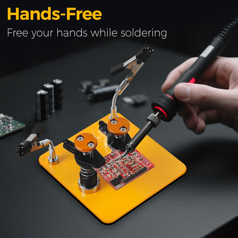 Helping Hands Clamp Metal, Adjustable Third Hand Soldering Holder Stand For Electronics, Hobby DIY, Craft, Jewelry, PCB Repair Solder Aid Station (Yellowblack, small) Yellowblack