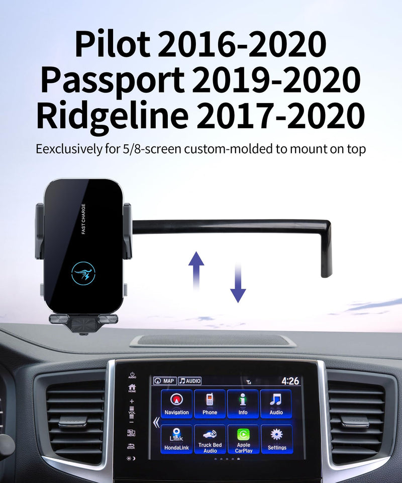 Wireless Charger Car Phone Holder for Honda Pilot Passport Ridgeline | 5/8" Screen,Pilot 2016-2020/Passport 2019-2020/Ridgeline 2017-2020, Auto Clamp Cell Phone Mount Clip Accessories 15W Qi Stand 5/8-inch for16-20Pilot19-20Passport17-20 Ridgeline