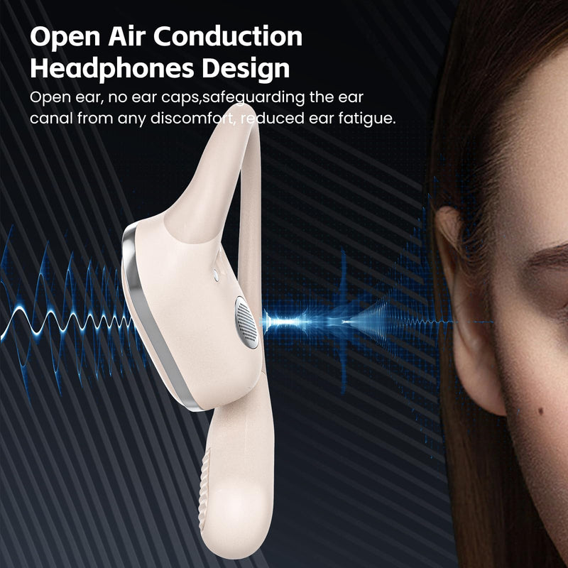 Open Ear Wireless Earbuds Bluetooth Headphones, 80H Playtime Stereo Ear Buds with ENC Noise Cancelling, Fast Charging, IPX7 Waterproof Sports Earphones with Earhook for Running/Workouts (White) White