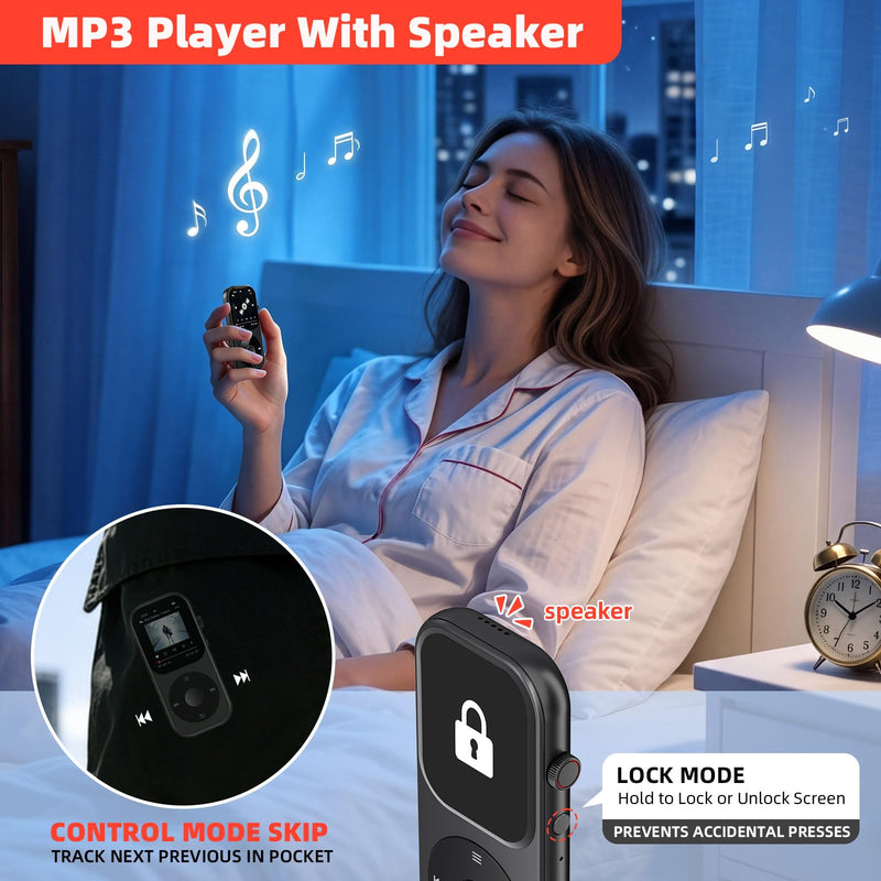 128GB MP3 Player with Bluetooth 5.3, Music Player with Built-in HD Speaker, MP3 Music Player 2.01-inch Touchscreen & Touch Rotation Physical Buttons Support Pictures, E-Books, Calculator