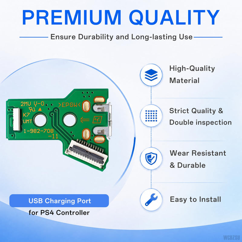 WCDZSU 3pack USB Charging Port and Cable for PS4 JDS-050 JDS-055 Controller | Micro USB C Port Power Supply Charger Socket Connector and Flex Cable for DualShock Interface Replacement with Tool Kit
