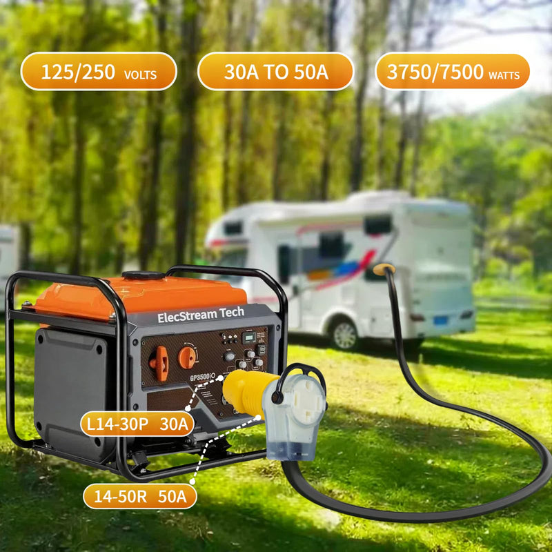 NEMA L14-30P to 14-50R Generator Adapter, 30A to 50A 125/250V 4 Prong Twist Lock Plug,Heavy Duty RV/Camper/Tesla Charging Adapter for Dryer, Power Inlet & Electrical Outlets.