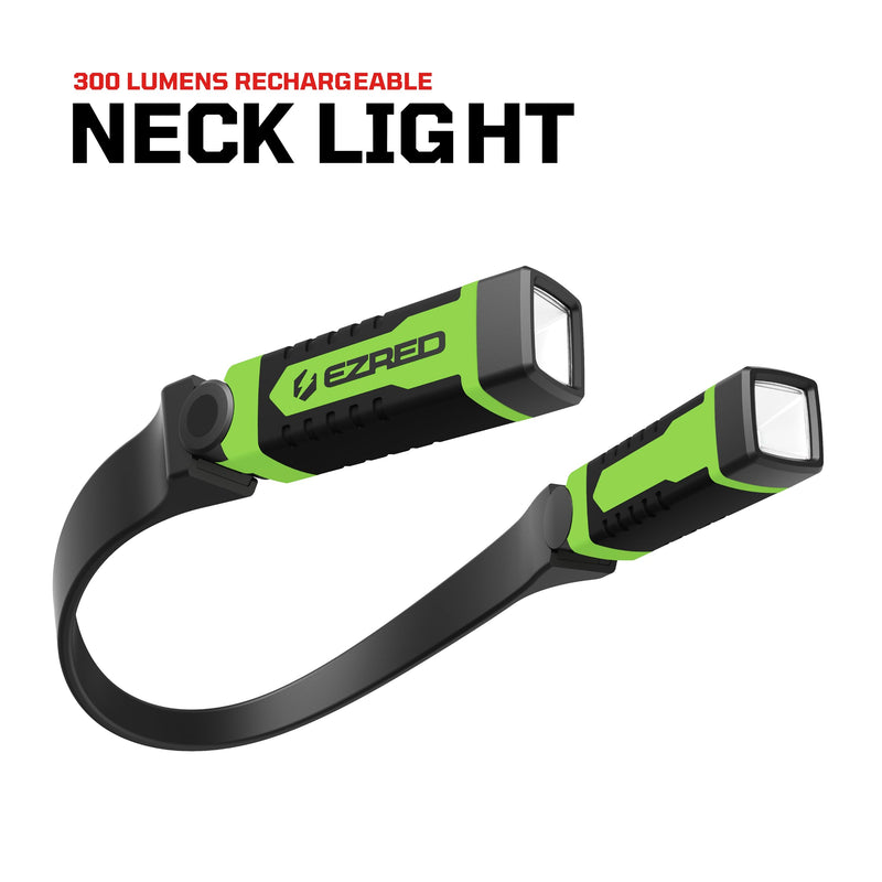 EZRED Anywear Rechargeable Neck Light for Hands-Free Lighting - NK15-GR Green, Perfect Light for Mechanics, Camping, Hunting, DIY Projects, Reading