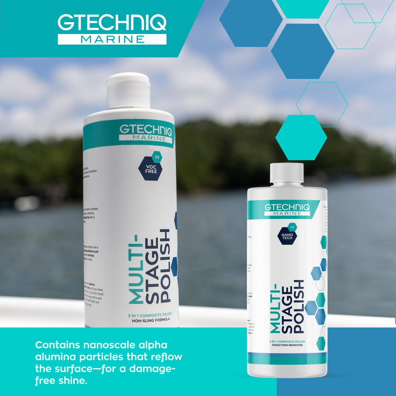 Gtechniq Marine Multi-Stage Polish - Scratch & Oxidation Remover - Supergloss Cleaner & Polish for Boats, Yachts & Ships - Gentle on Topcoat & Gelcoat 500ml