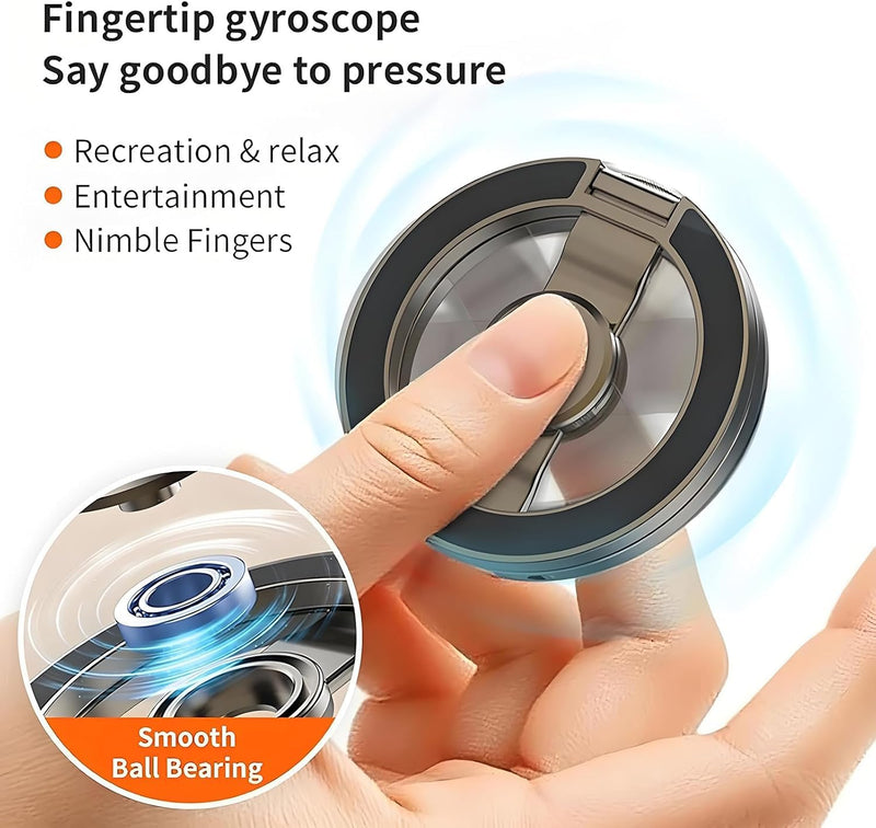 Magnetic Phone Stand & Fidget Spinner Combo, 2-in-1 Foldable Phone Holder with Dual Magnetic Rings, 360° Rotation 270° Flip,Strong Compatible Stand for MagSafe,Desk, Car, Gym (Gunmetal)