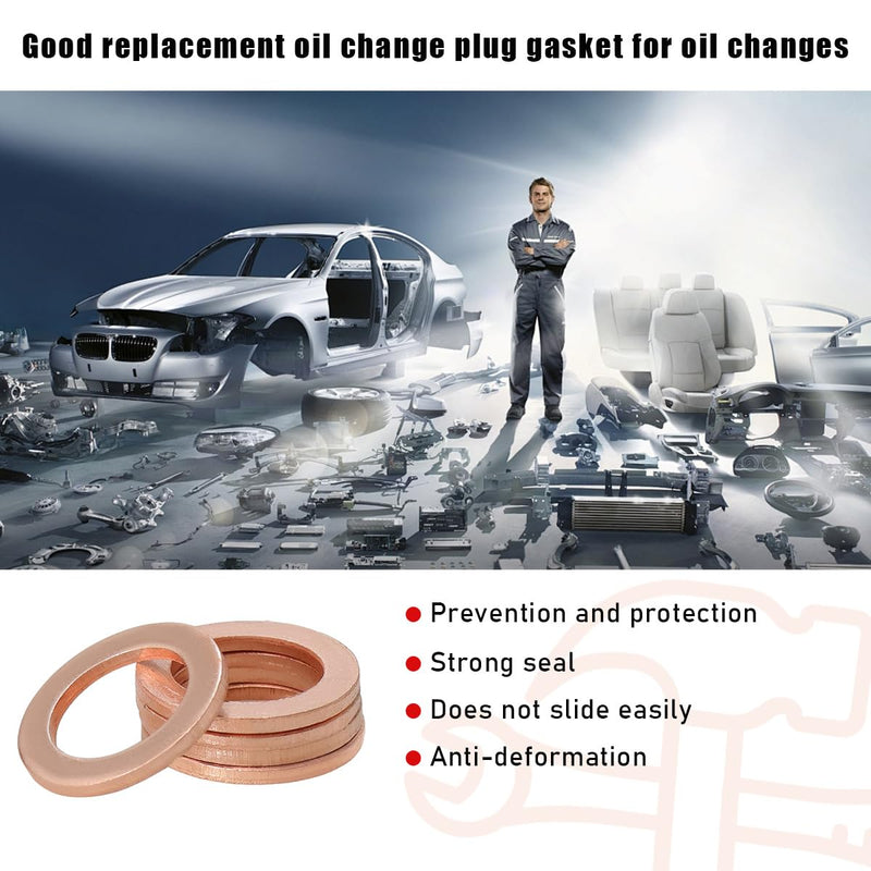 15PCS Oil Drain Plug Gasket, 14mm Copper Oil Crush Washer Compatible with OEM PN Part 007603-014106, Car Accessories for Oil Drain Plug Washer Gaskets Seals Replacement 15PCS
