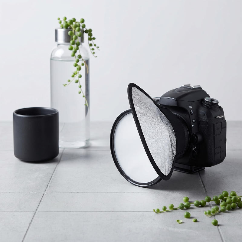2 Piece Flash Diffuser Dual-Sided Macro Flash Diffuser Silver White | Reflector, Universal Speedlight Soft Light Modifier, for Camera
