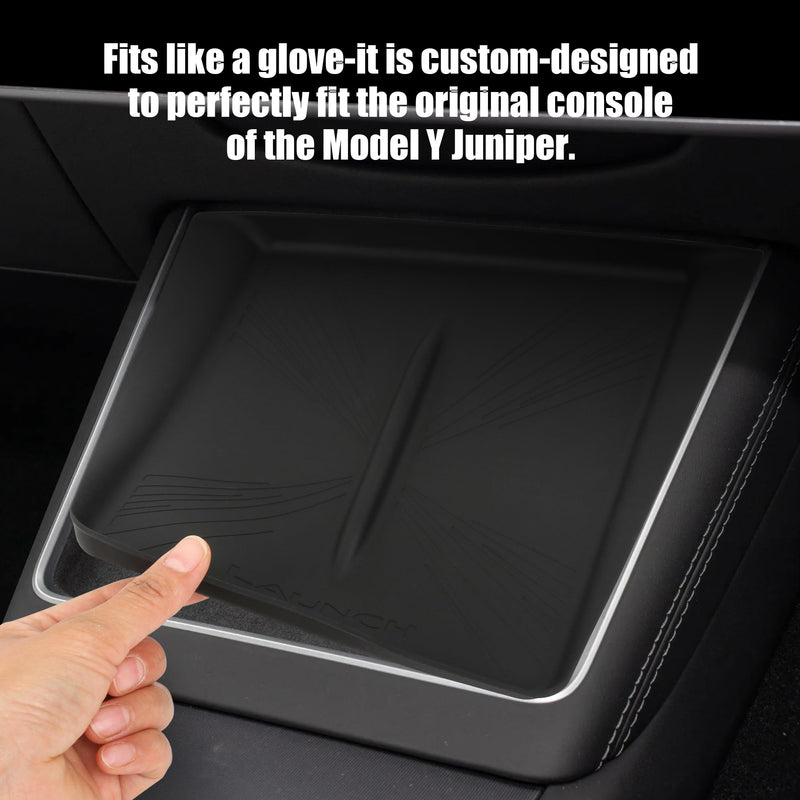frani Center Console Silicone Mat Designed for Tesla Model Y Juniper Refresh,Non-Slip Design Tesla Model Y Accessories 2025 2026 Black Model Y Juniper 2025-2026