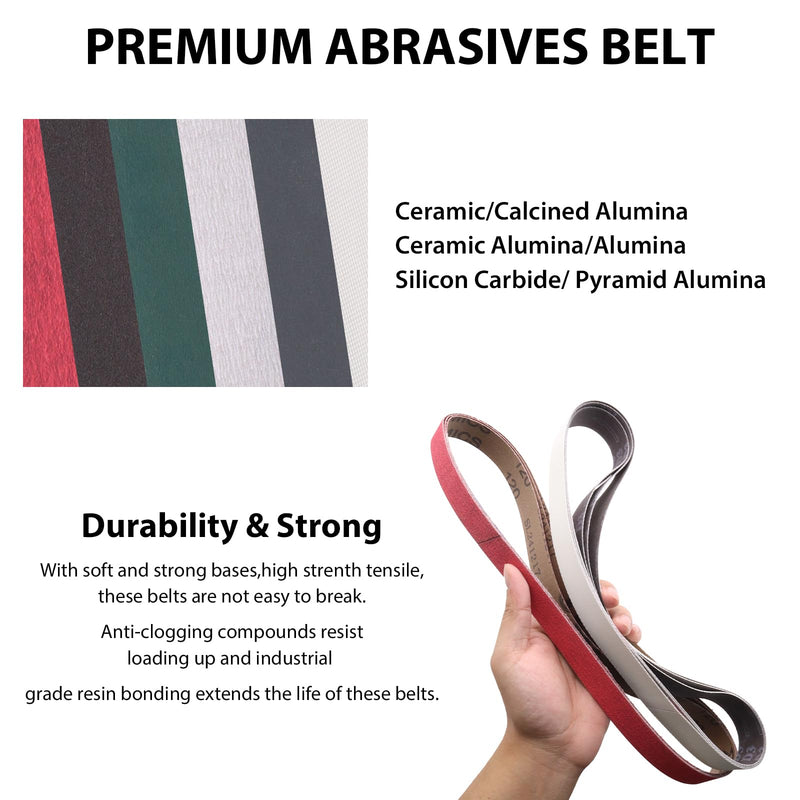 1 x 30 Inch Sanding Belts for Knife Sharpening, 3 Pcs Each of 120 240 400 800 1000 5000 Grit Sander Belts for Knives Metal Polishing,18 Pack MIX